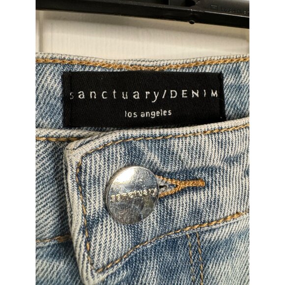 Santuary Good Vibes Size 32 High Rise Jeans Straight Light Wash Demin Raw Hem NW - Picture 6 of 16